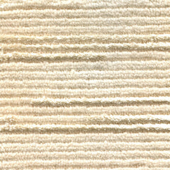 Wool-silk broadloom carpet swatch in a dimensional broken stripe pattern in cream and ivory.