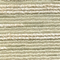Wool-silk broadloom carpet swatch in a dimensional broken stripe pattern in mint and ivory.