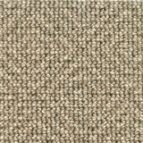 Wool broadloom carpet swatch in a repeating diamond pattern in two shades of light brown.
