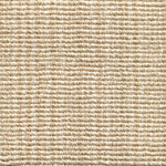 Wool broadloom carpet swatch in a chunky striped weave in cream and tan.