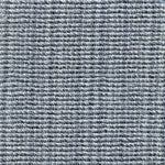 Wool broadloom carpet swatch in a chunky striped weave in blue and sky-blue.