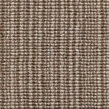 Wool broadloom carpet swatch in a chunky striped weave in brown and sable.
