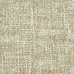 Wool broadloom carpet swatch in a chunky looped weave in mottled cream and tan.