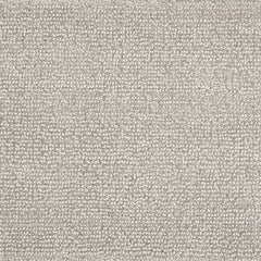 Nylon broadloom carpet swatch in a nubby textured weave in silver.