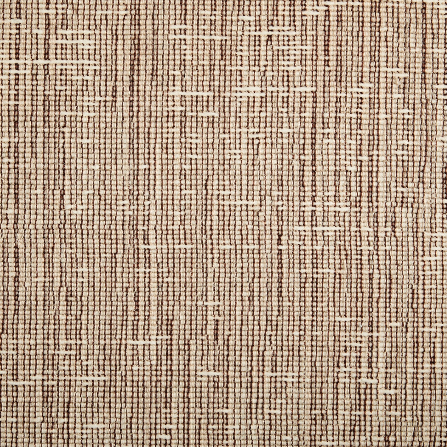 Wool broadloom carpet swatch in a chunky weave in mottled brown and cream.
