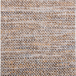 Wool broadloom carpet swatch in a chunky grid weave in mottled white, gray and bronze.