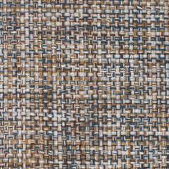 Wool-blend broadloom carpet swatch in a chunky grid weave in mottled bronze, navy, brown and cream.
