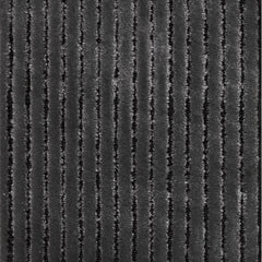 Wool-blend broadloom carpet swatch in a dimensional ribbed weave in charcoal.