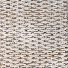 Wool-blend broadloom carpet swatch in a textured lattice print in sable on a white field.