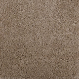 Synthetic broadloom carpet swatch in a cut pile texture in light brown.