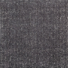 Synthetic-blend broadloom carpet swatch in a dimensional ribbed weave in charcoal.