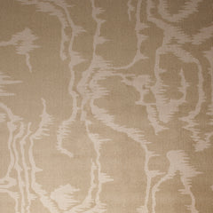 Wool-silk broadloom carpet swatch in an abstract woodgrain pattern in tan on a gold field.