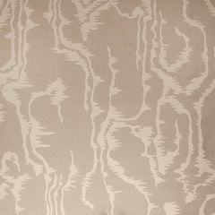 Wool-silk broadloom carpet swatch in an abstract woodgrain pattern in cream on a tan field.