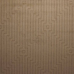 Wool-silk broadloom carpet swatch in a dimensional geometric weave in gold.