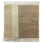 Handknotted Canyon rug sample in tan natural colors with fringe detail