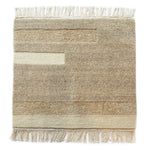 Handknotted Mesa rug sample in tan natural colors with fringe detail
