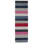 Molly Rug with color blocked stripes in grey blue pink and red