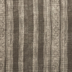 Woven fabric swatch in a striped pattern of intricate white lines over a washed charcoal background.